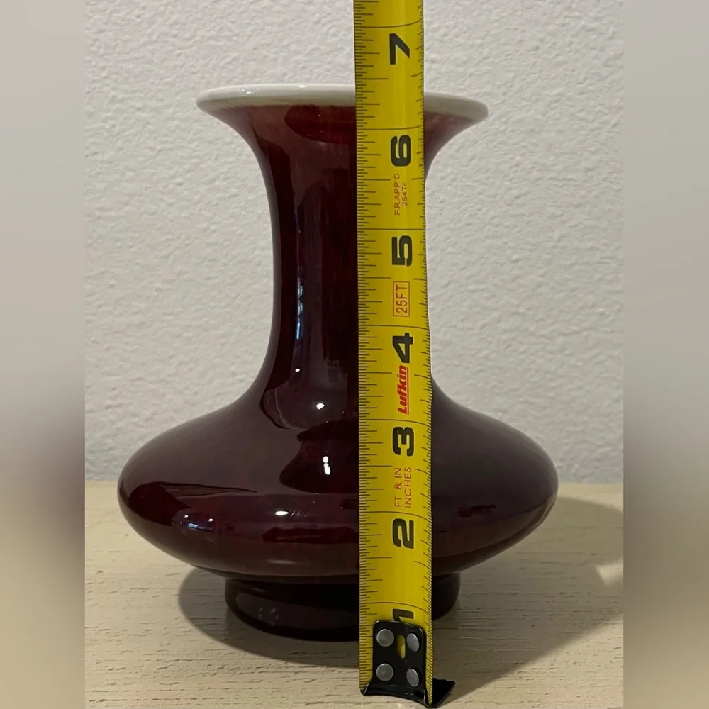 Rare Vintage Jingdezhen Oxblood Vase‎ From Gumps San Francisco With Box EUC